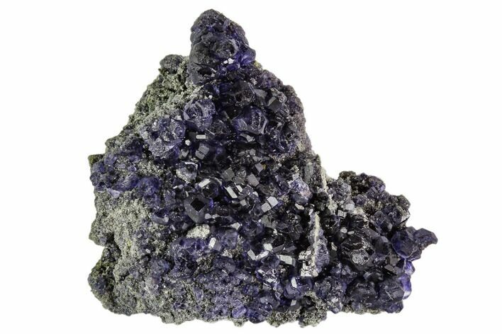 Deep Purple Fluorite Crystals with Quartz - China #111921